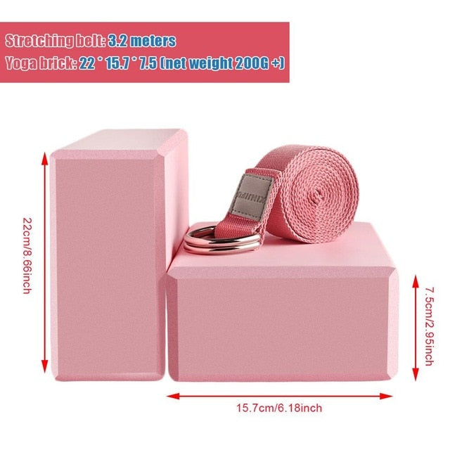 EVA Yoga Block Set Pilates Brick Fitness Belt Set