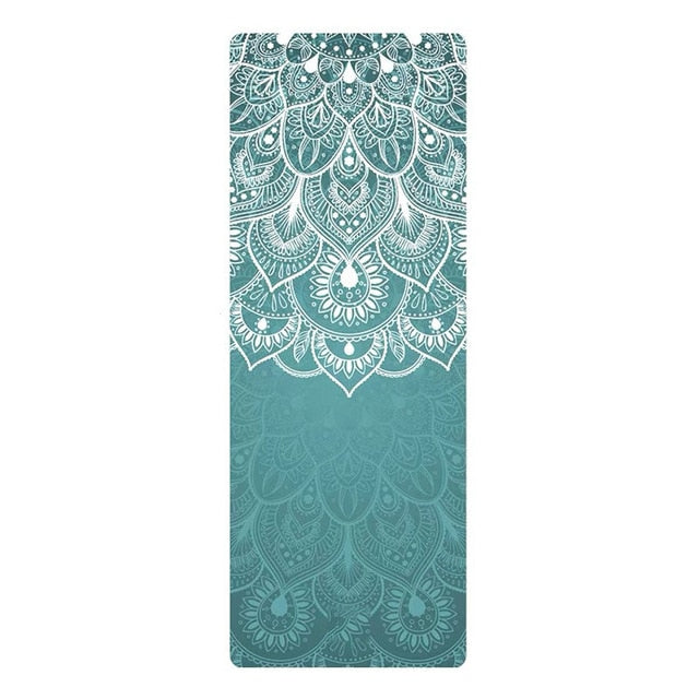 Natural Rubber Patterned Yoga Mat Non-slip Portable Microfiber