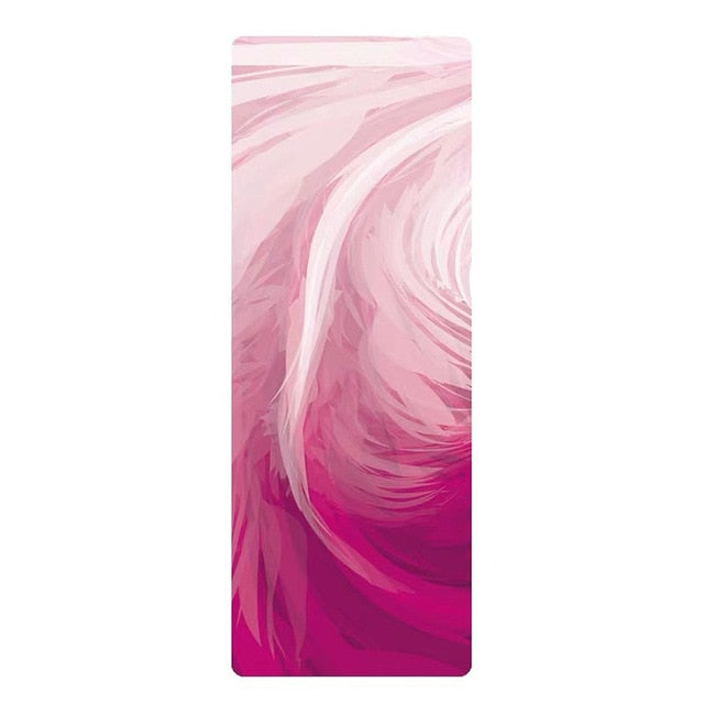 Natural Rubber Patterned Yoga Mat Non-slip Portable Microfiber