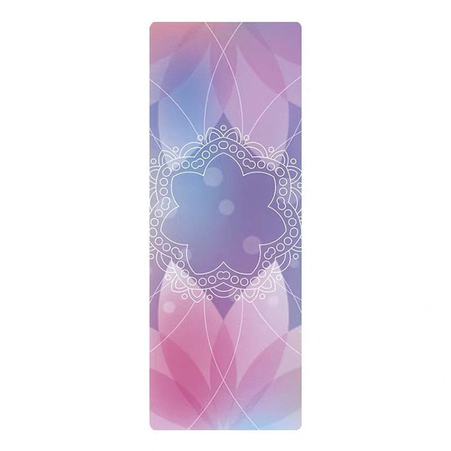 Natural Rubber Patterned Yoga Mat Non-slip Portable Microfiber
