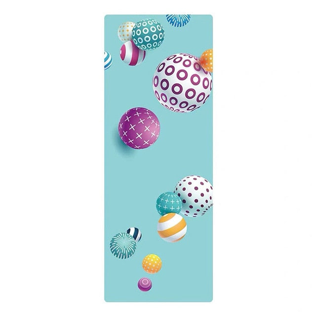 Natural Rubber Patterned Yoga Mat Non-slip Portable Microfiber