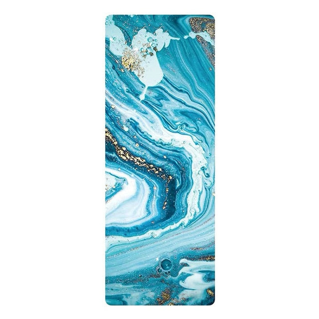 Natural Rubber Patterned Yoga Mat Non-slip Portable Microfiber