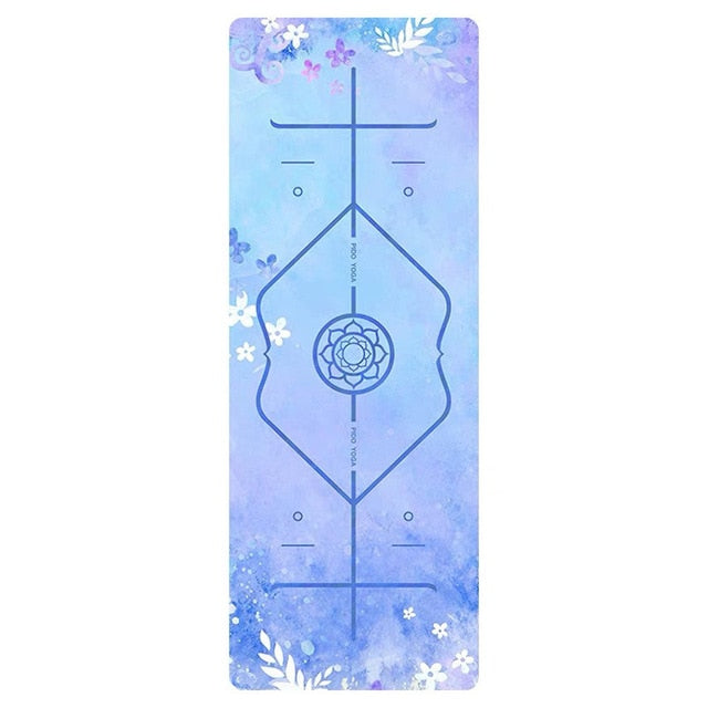 Natural Rubber Patterned Yoga Mat Non-slip Portable Microfiber