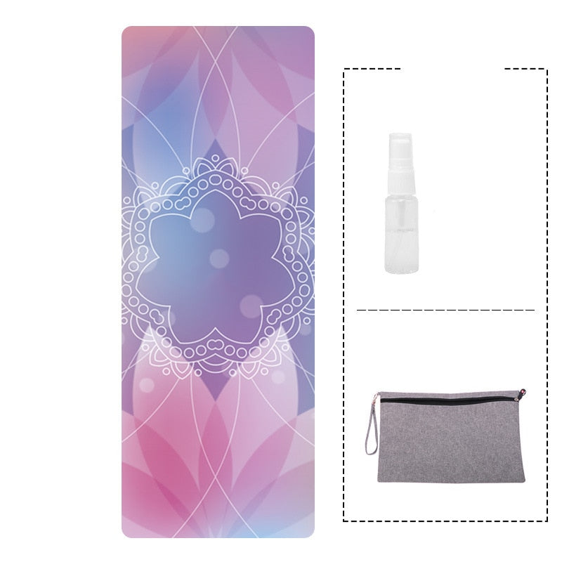 Natural Rubber Patterned Yoga Mat Non-slip Portable Microfiber