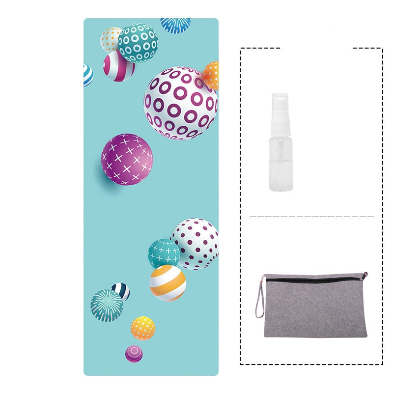 Natural Rubber Patterned Yoga Mat Non-slip Portable Microfiber