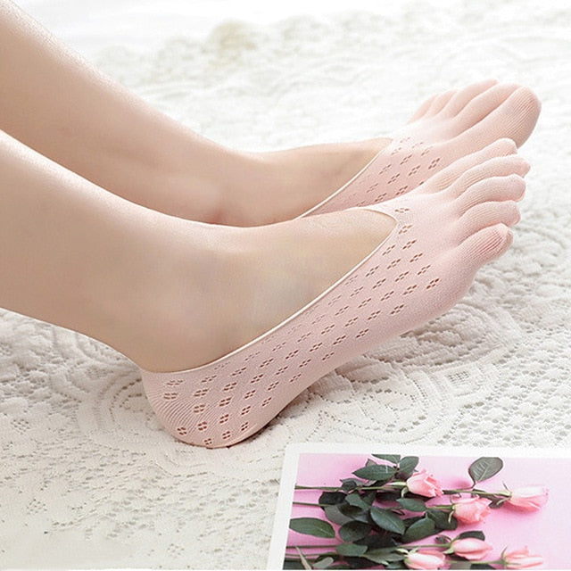 Women Elegant Yoga Socks Slippers Five Toe