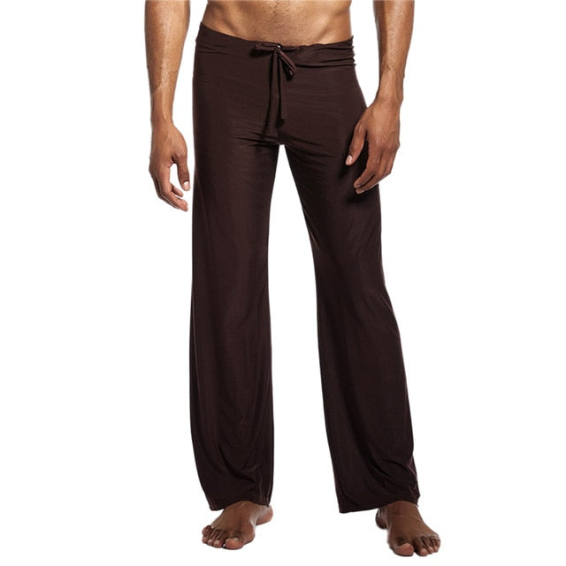 Yoga Fitness Casual Pants Men's Solid Drawstring Trousers Sports Pants