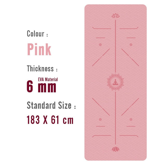 1830*610*6mm EVA Yoga Mat with Position Line Non Slip Carpet Mat