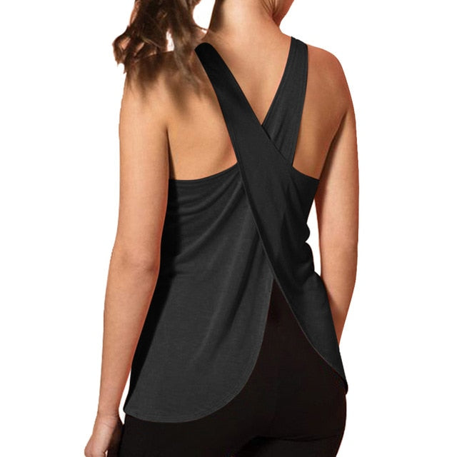 2020 New Women Quick Dry Cross Back Yoga Shirts