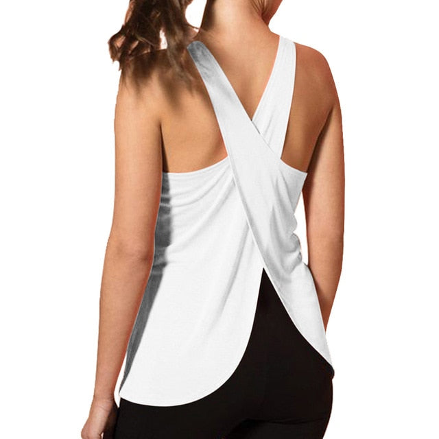 2020 New Women Quick Dry Cross Back Yoga Shirts