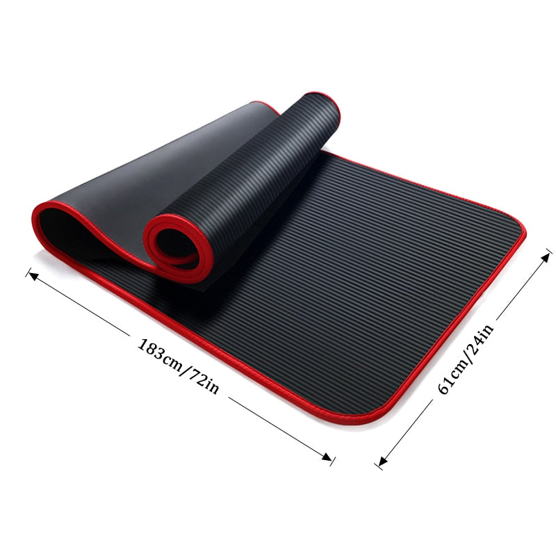 10mm Non-slip Yoga Mat 183x61cm NBR Fitness Gym