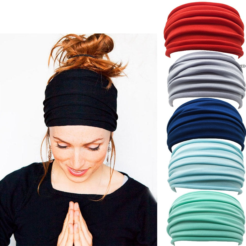 13 Colors Nonslip Elastic Folds Yoga Hairband Fashion