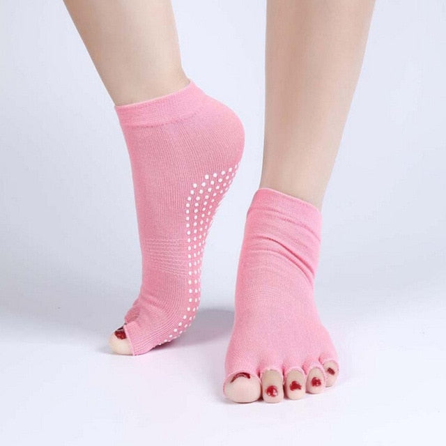 1Pair=2PCS Half Toe Yoga Socks Non-Slip Peep Toe